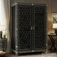 Black Decorative Wooden Armoire with Bone Inlay | Luxury Handmade Wardrobe