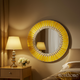 Round Decorative Wall Mirror with Yellow Sunburst Frame | Luxury Handmade Mirror
