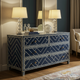 Navy Blue Geometric Pattern Chest of Drawers | Luxury Handmade Dresser