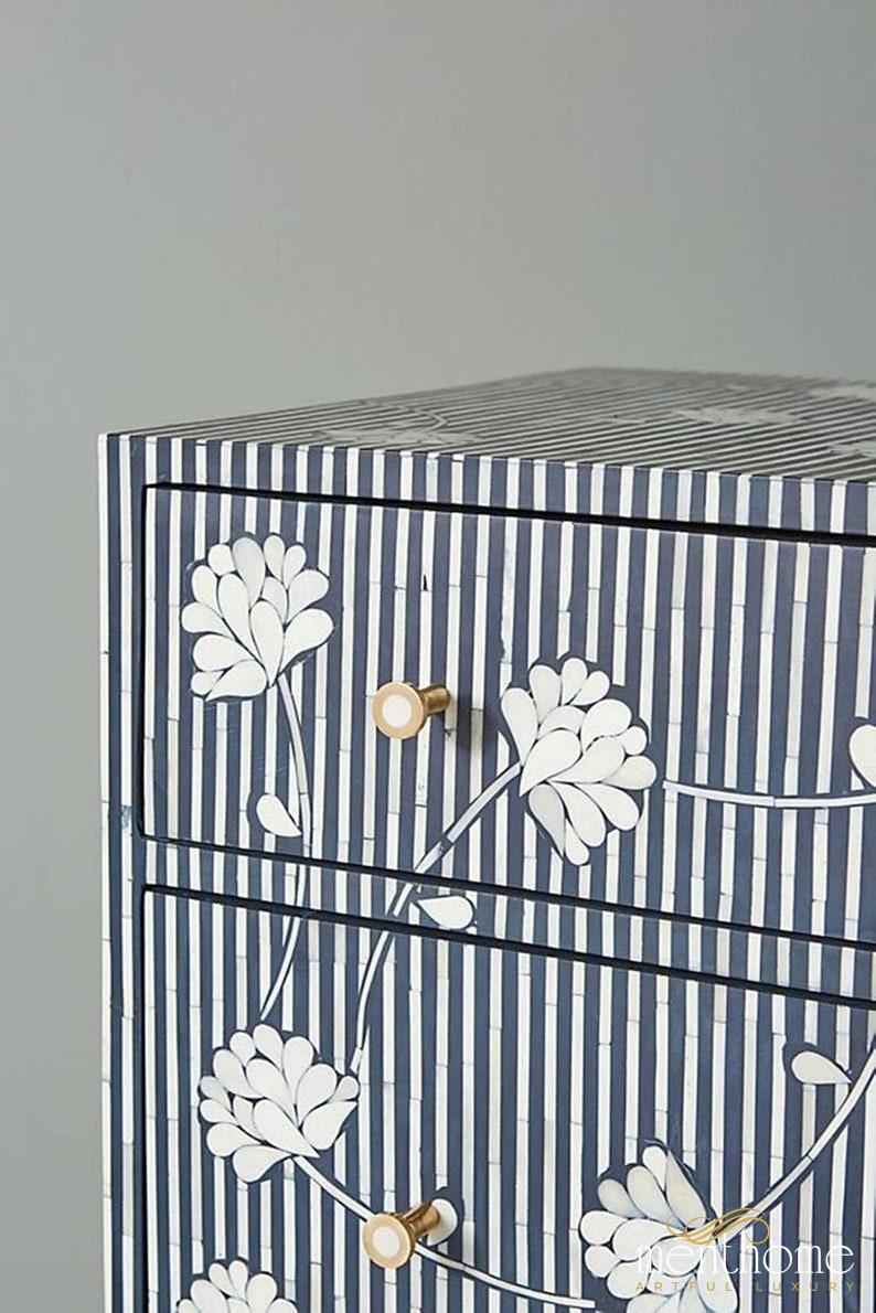 Bone Inlay Dressers 3 Drawer Handmade Floral Pattern | Luxury Handmade Dresser