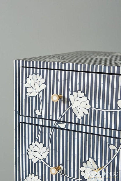 Bone Inlay Dressers 3 Drawer Handmade Floral Pattern | Luxury Handmade Dresser