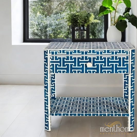 Bone Inlay Bedside Table for Home | Luxury Handmade Bedside Table