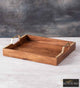 Plaid Brown Teak Wood Serving Tray | Luxury Handmade Trays