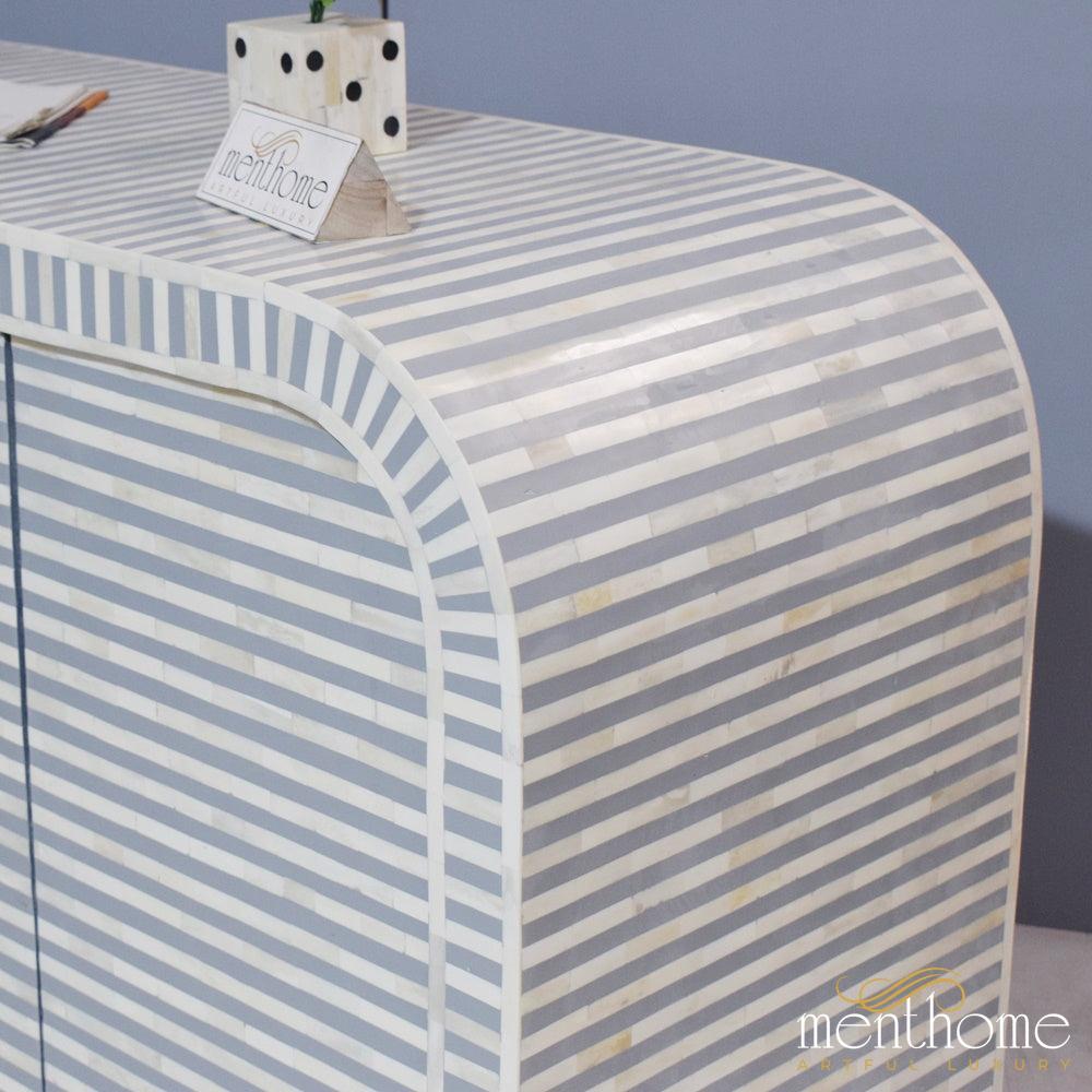 Grey Curved Waterfall 2 door Cabinet | Luxury Handmade Cabinet