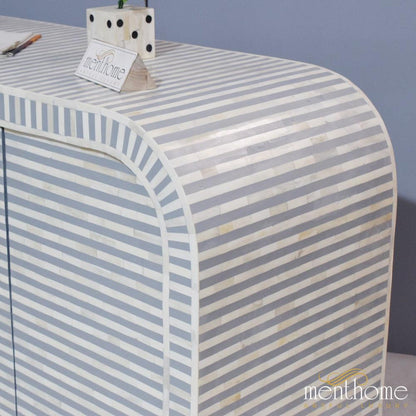 Grey Curved Waterfall 2 door Cabinet | Luxury Handmade Cabinet