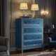 Elegant Blue Wooden Dresser with Classic Pattern | Luxury Handmade Tallboy