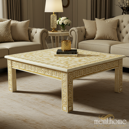 Elegant Greek Key Pattern Coffee Table | Luxury Handmade Coffee Table
