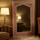 Traditional Ornate Red and White Decorative Floor Mirror | Luxury Handmade Mirror