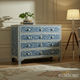 Blue Floral Hand-Painted Chest of Drawers | Luxury Handmade Chest of Drawer