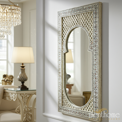 Elegant Handcrafted Bone Inlay Mirror | Luxury Handmade Mirror