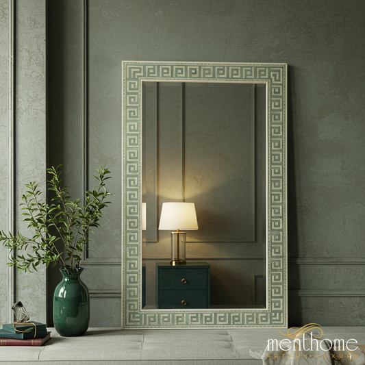Elegant Decorative Wall Mirror with Geometric Frame | Luxury Handmade Mirror