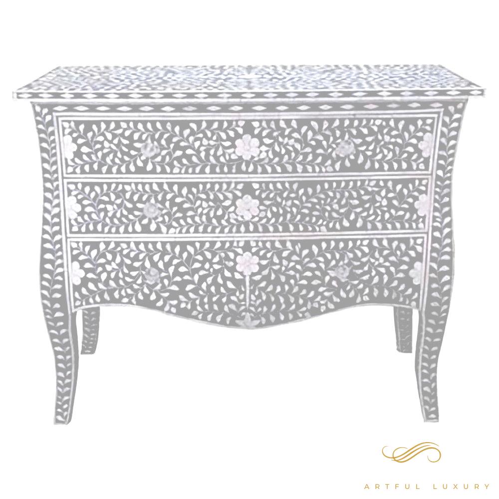 9 Drawer Dresser MOP Inlay Floral Design | Luxury Handmade Dresser