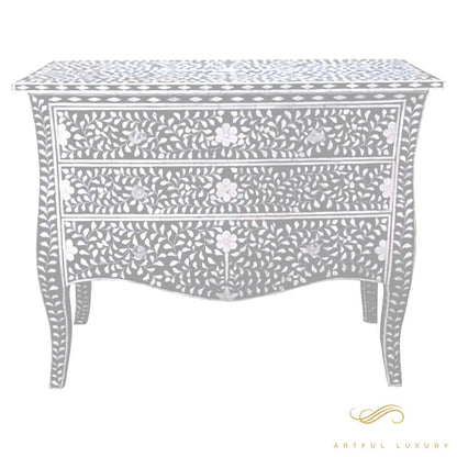 9 Drawer Dresser MOP Inlay Floral Design | Luxury Handmade Dresser