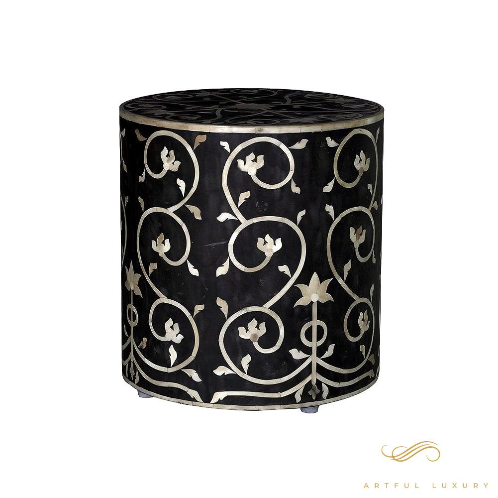 Bone Inlaid Stool Handcrafted | Luxury Handmade Stool
