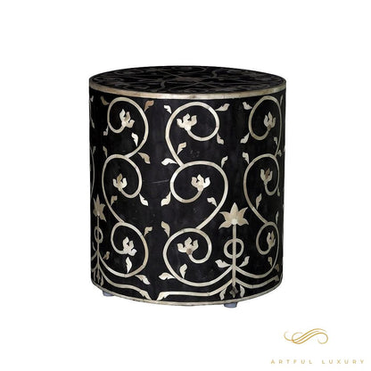 Bone Inlaid Stool Handcrafted | Luxury Handmade Stool