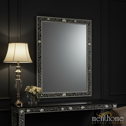 Elegant Black and White Decorative Wall Mirror | Luxury Handmade Mirror