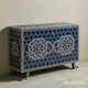 Navy Blue Bone Inlay Storage Cabinet | Luxury Handmade Console