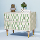 Uneven Pattern Bedside Table Green 2-drawers Bone Inlay | Luxury Handmade Bedside Table