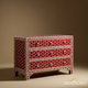 Red Hexagonal Pattern Wooden Chest of Drawers | Luxury Handmade Chest of Drawer