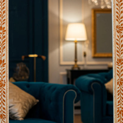Elegant Floral Pattern Decorative Wall Mirror | Luxury Handmade Mirror