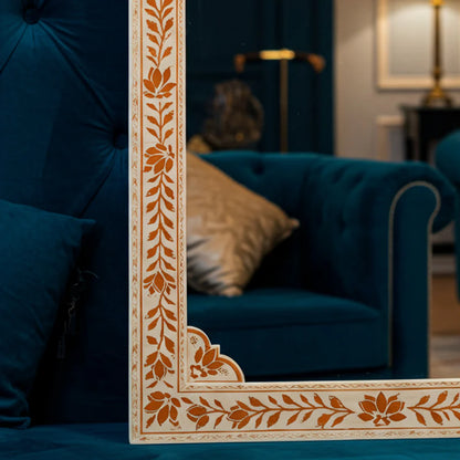 Elegant Floral Pattern Decorative Wall Mirror | Luxury Handmade Mirror
