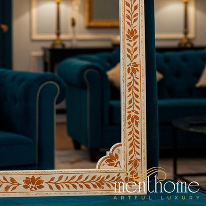 Elegant Floral Pattern Decorative Wall Mirror | Luxury Handmade Mirror