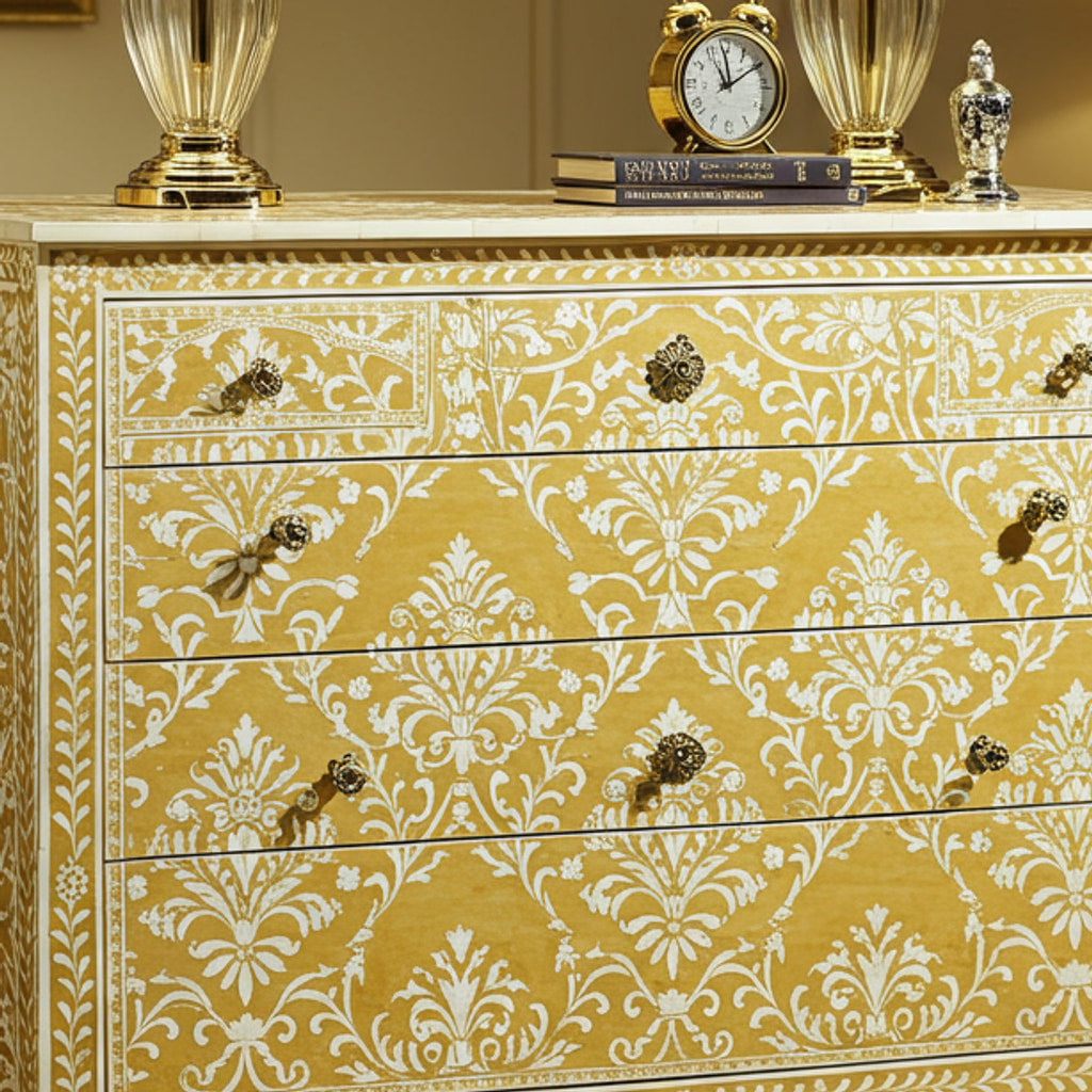 Drawer Design Patterns Elegant Hand-Painted Floral Pattern Wooden Chest of Drawers | Luxury H ...