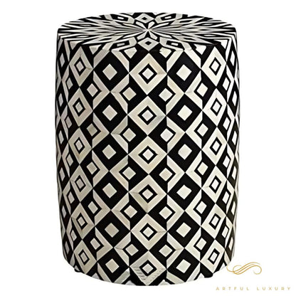 Modern Floral Pattern Stool for Home Furniture Handmade Wooden Inlay Stool | Luxury Handmade Stool