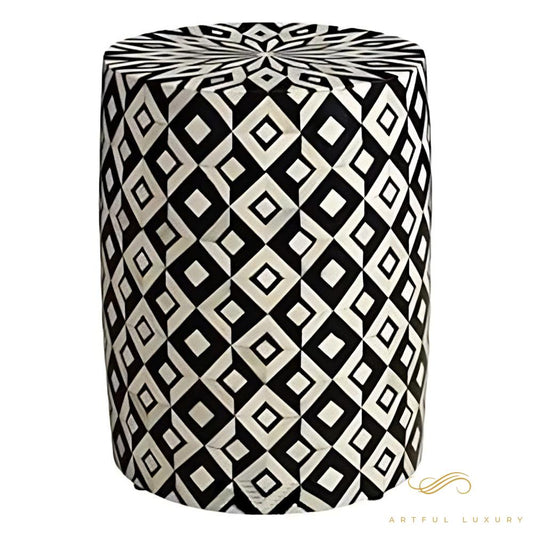 Modern Floral Pattern Stool for Home Furniture Handmade Wooden Inlay Stool | Luxury Handmade Stool