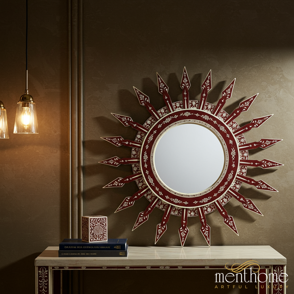 Ornate Sunburst Decorative Wall Mirror | Luxury Handmade Mirror