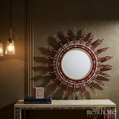 Ornate Sunburst Decorative Wall Mirror | Luxury Handmade Mirror