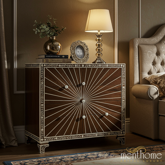 Elegant Wooden Chest of Drawers with Inlay Design | Luxury Handmade Dresser