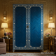 Blue Inlaid Double Door Wardrobe with Floral Detailing | Luxury Handmade Wardrobe