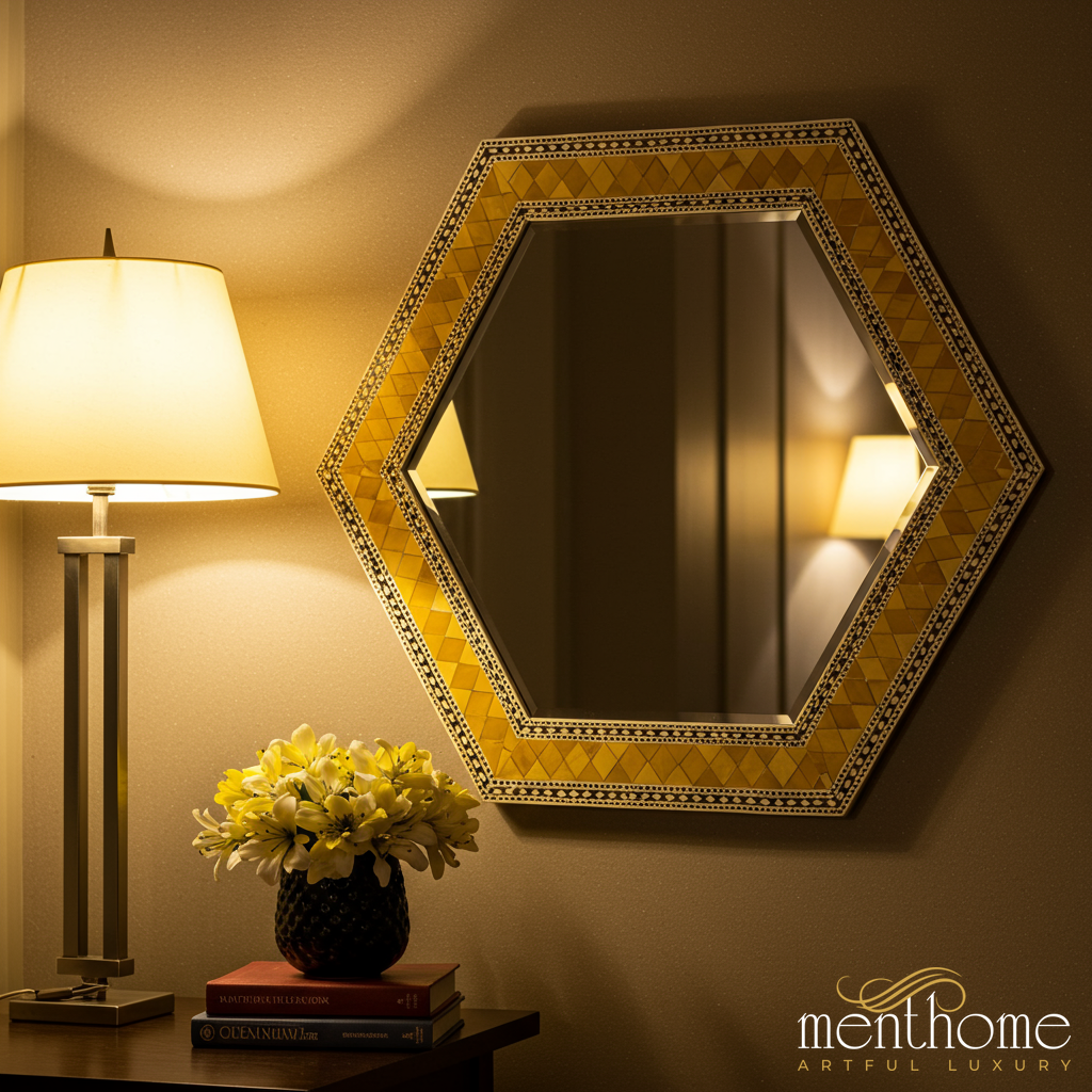 Hexagonal Geometric Mirror | Luxury Handmade Mirror