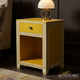 Yellow Wooden Side Table with Drawer and Greek Key Pattern | Luxury Handmade Bedside Table