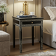 Elegant Black and White Inlaid Side Table with Drawer | Luxury Handmade Bedside Table