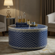 Blue Chevron Pattern Round Coffee Table | Luxury Handmade Coffee Table