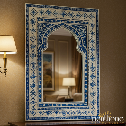 Traditional Blue Moroccan Wall Mirror | Luxury Handmade Mirror