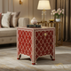 Red Geometric Pattern Wooden Accent Side Table | Luxury Handmade Side Table