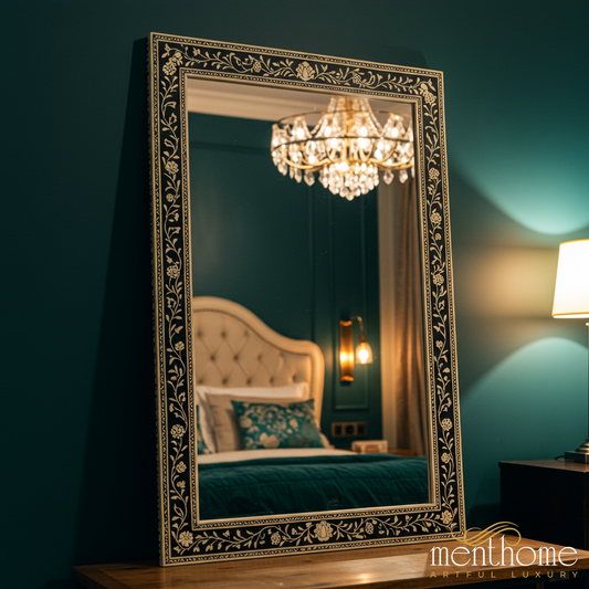 Elegant Vintage Floral Pattern Wall Mirror | Luxury Handmade Mirror