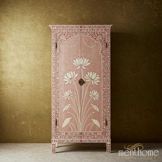 Hand-Painted Floral Wooden Wardrobe | Luxury Handmade Cabinet