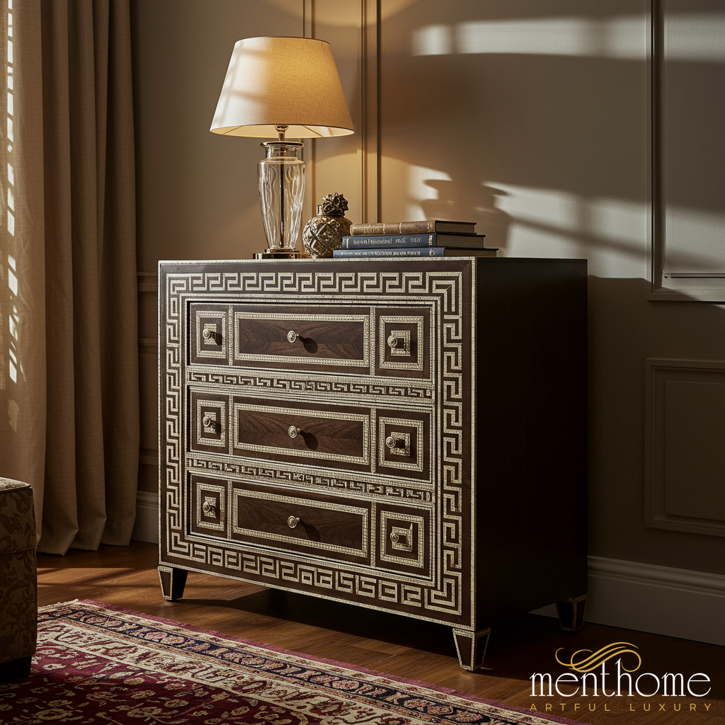 Greek Drawer Elegant Greek Key Pattern Wooden Chest of Drawers | Luxury Handmade Ch ...