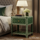 Green Inlay Pattern Bedside Table with Drawer | Luxury Handmade Bedside Table