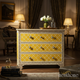 Vintage Yellow Patterned Wooden Dresser with 3 Drawers