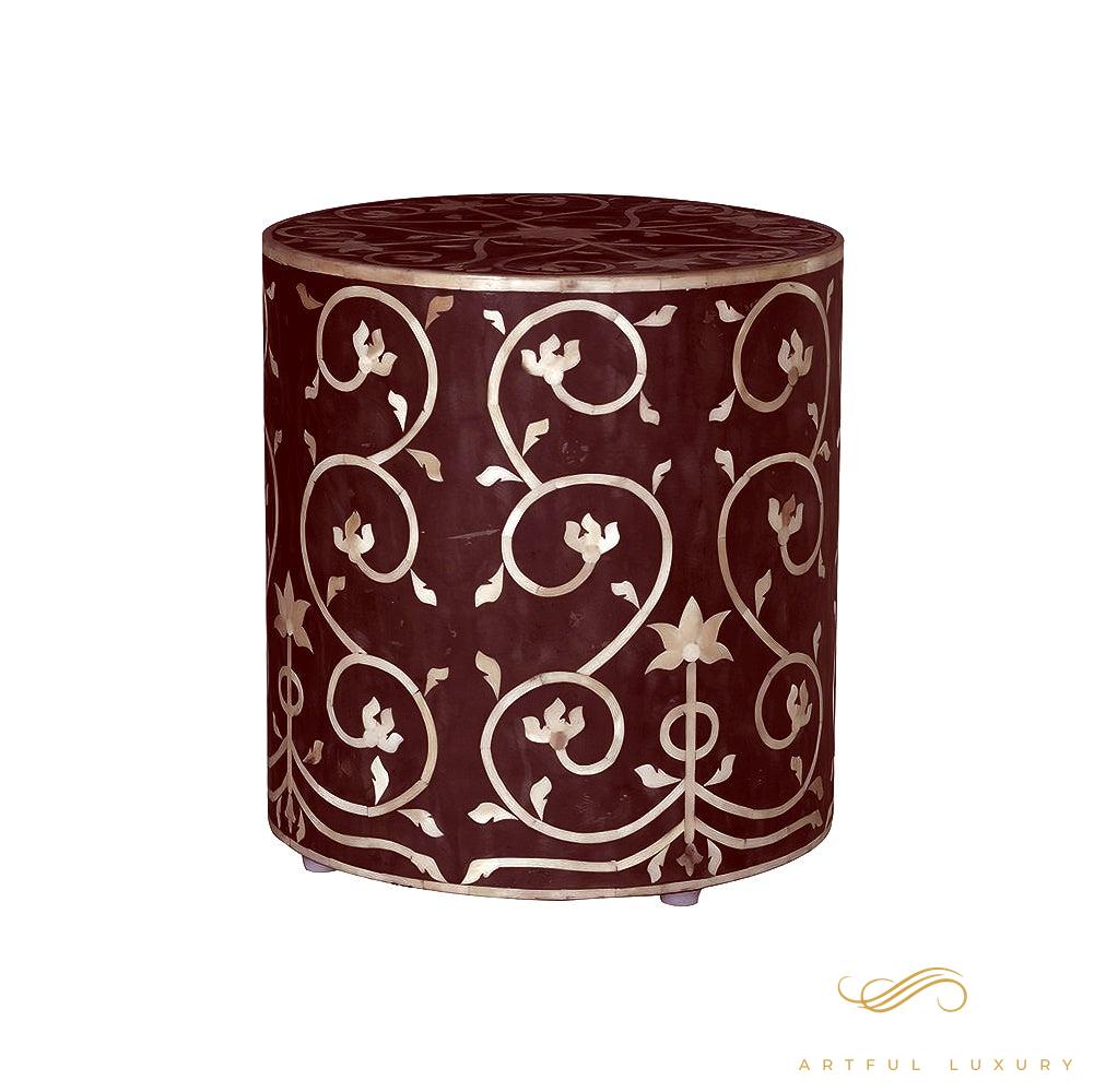 Bone Inlaid Stool Handcrafted | Luxury Handmade Stool