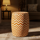 Orange and White Chevron Pattern inlay Drum Stool | Luxury Handmade Stool