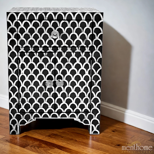 Leaf Pattern Bedside Table for Home | Luxury Handmade Bedside Table