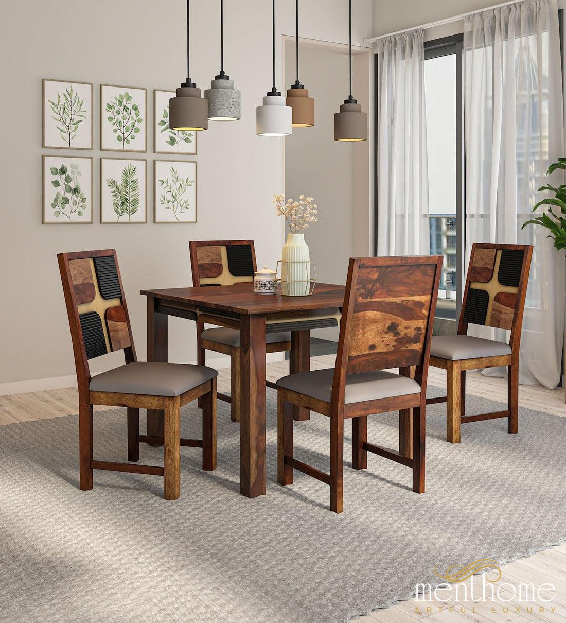 Modern Rosewood Dining Chair and Table In Provincial Teak Finish with Cushioning | Luxury Handmade Chair