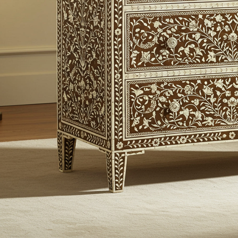 Bone Inlay Designs Handcrafted Bone Inlay Floral Design Chest of Drawers | Luxury Handmad ...