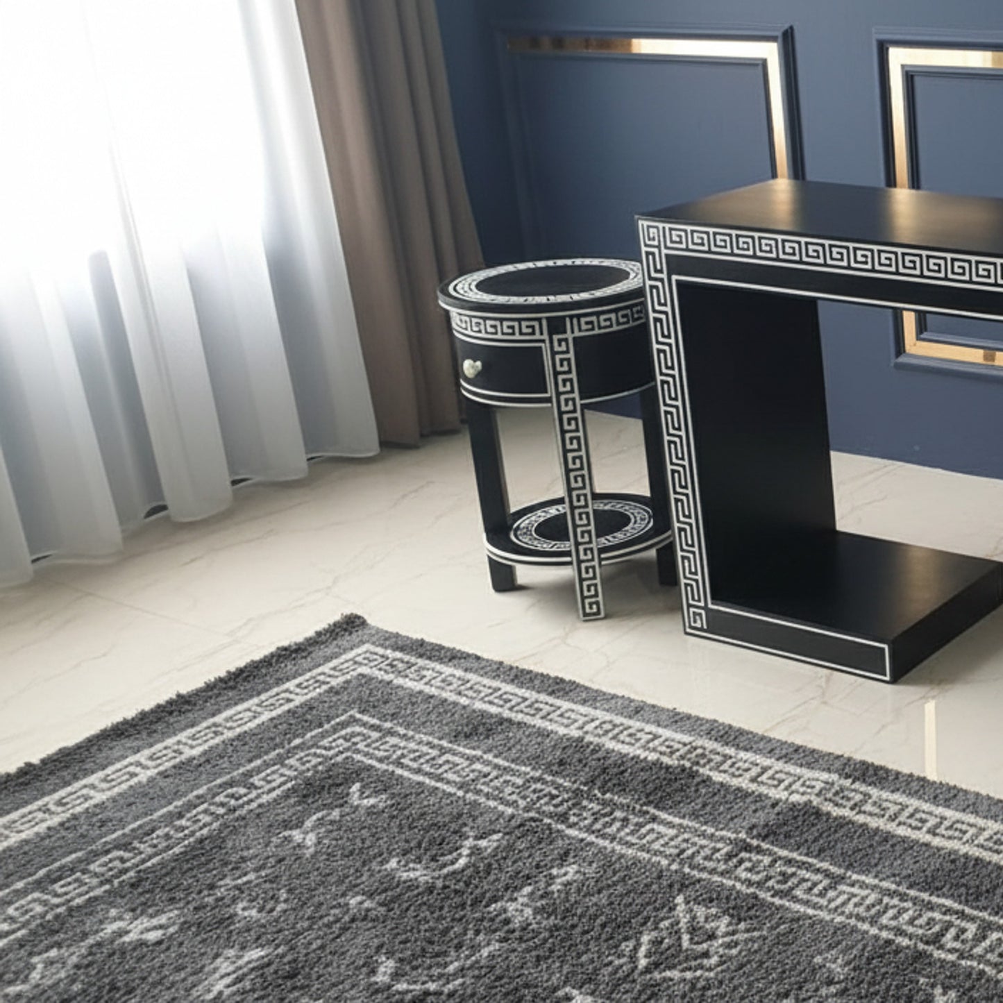 Black Console and bedside table set